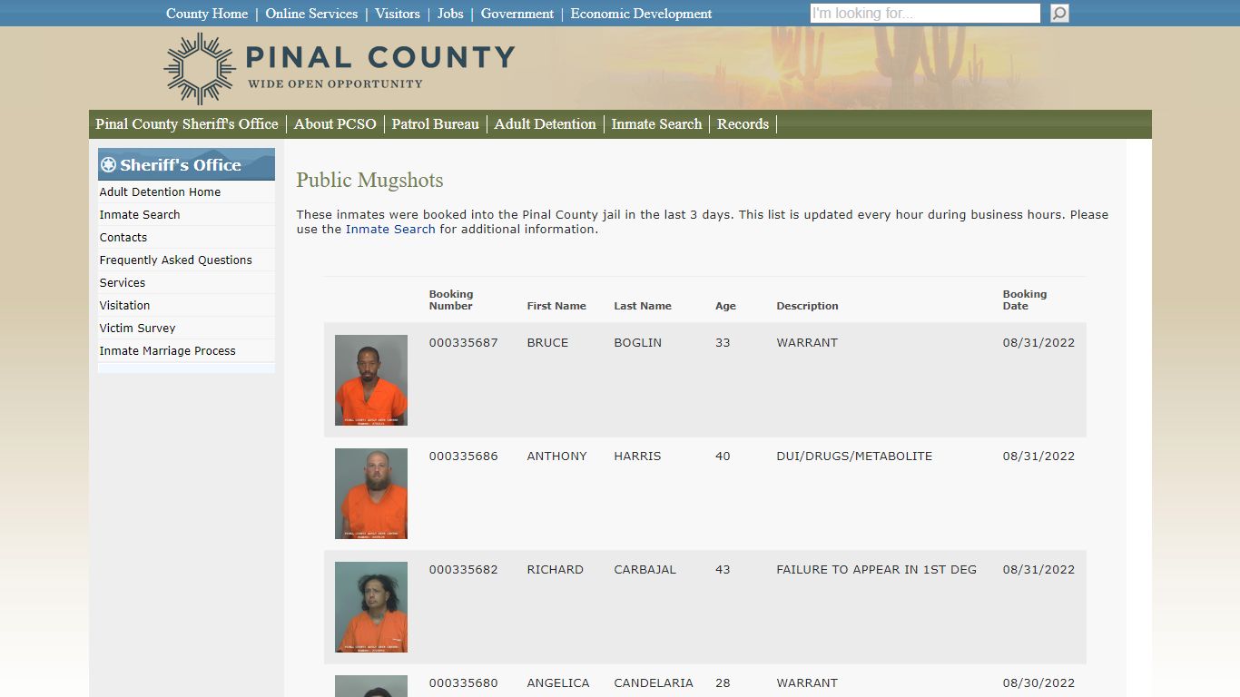 Public Mugshots - Pinal County